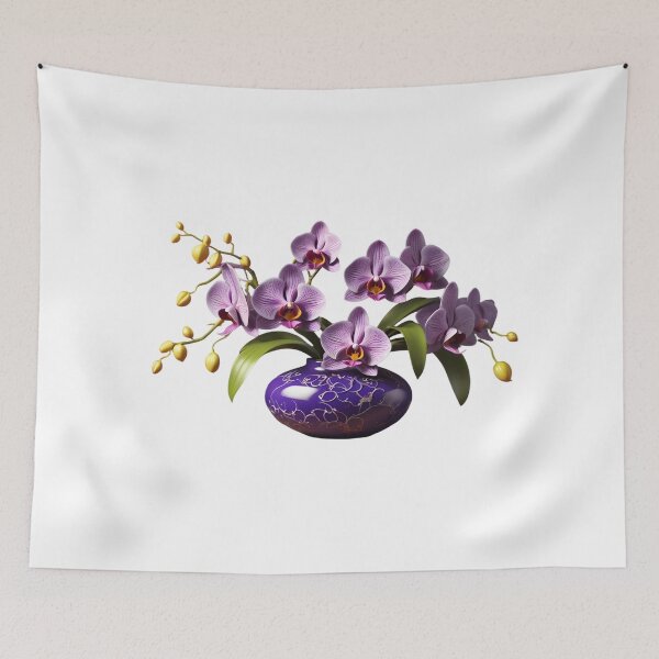 Item preview, Royal Violet Phalaenopsis Orchid & Gold Gilded Purple Vase designed and sold by Maldives-Art.