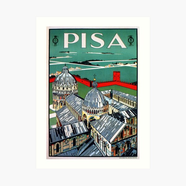 Vintage 1920s Pisa Italian travel advert Art Print
