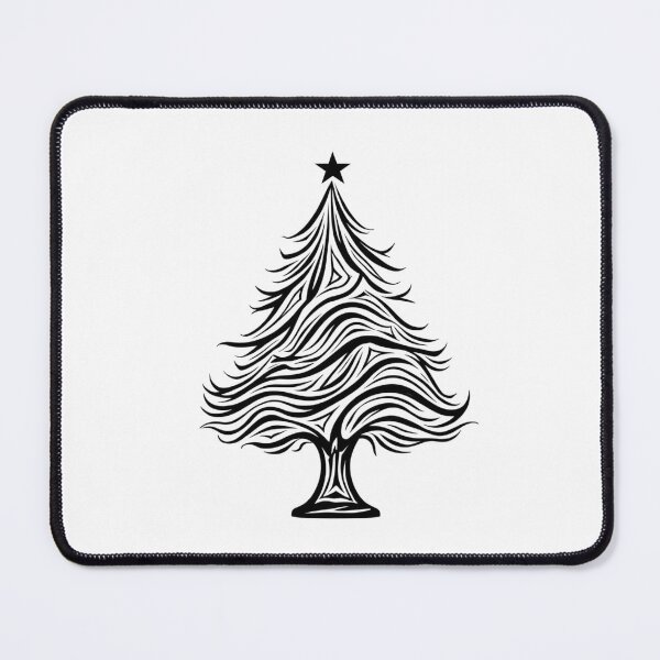 Aperçu de l'œuvre Sapin de Noël ondulé noir et blanc élégant - Gravure vectorielle monochrome créée et vendue par Agnes-Creative.