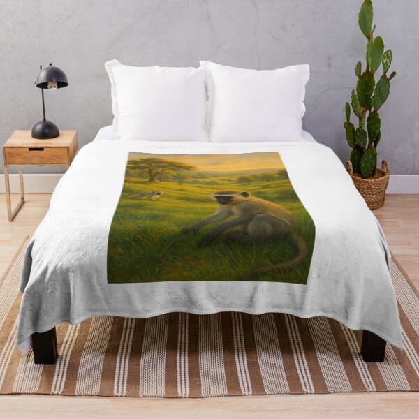 Item preview, Macacos no campo ao pôr do sol   designed and sold by Leonornature.