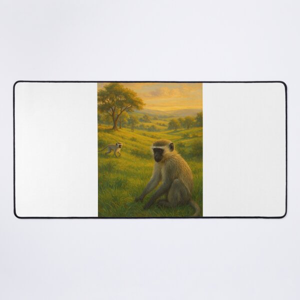 Item preview, Macacos no campo ao pôr do sol designed and sold by Leonornature.