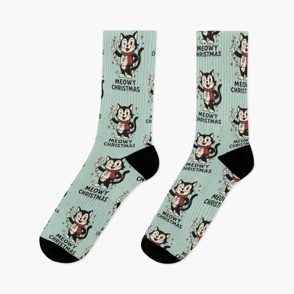 Item preview, Meowy Christmas – Retro Winking Cat designed and sold by PrintSmithArt.