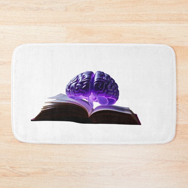 Item preview, The Illuminated Mind: Glowing Purple Brain on an Open Book designed and sold by Maldives-Art.