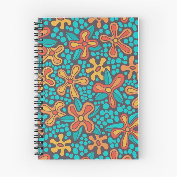 Item preview, Mod flower garden on black bkgrnd with turquoise dots designed and sold by MarySchwindt.