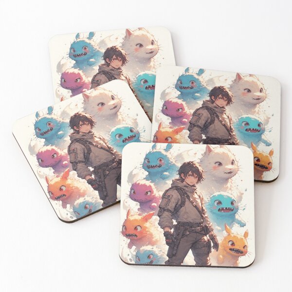 Item preview, Anime Hero with Cute Elemental Monsters – Colorful Fantasy Adventure Artwork designed and sold by AI ART Studio.
