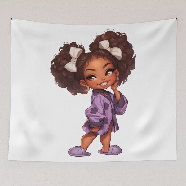Item preview, Cozy Black Girl Pajama Morning Chibi designed and sold by Lulunza.
