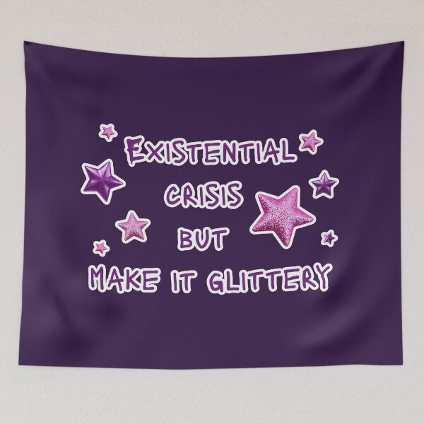 Item preview, Existential crisis but make it glittery, pink and purple simple inscription designed and sold by silent-violin.