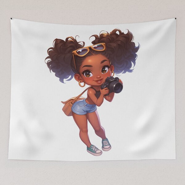 Item preview, Cute Black Girl Photographer Chibi designed and sold by Lulunza.
