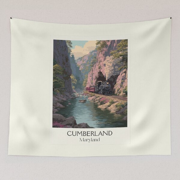 Item preview, Cumberland Maryland Mountain Pass | Historic Railroad Poster designed and sold by TuncGK.