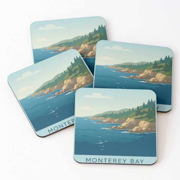 Item preview, Monterey Bay California Retro Travel Poster Vector Art Print designed and sold by MAGICKEY2024.