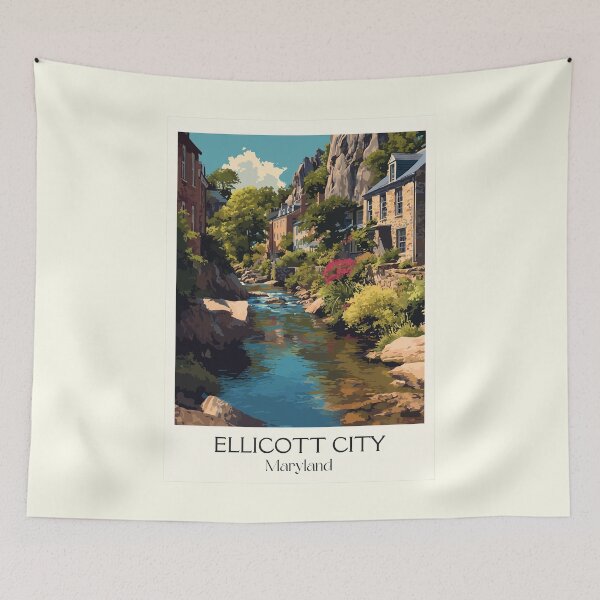 Item preview, Ellicott City Maryland Historic Main Street | Mill Town Poster designed and sold by TuncGK.