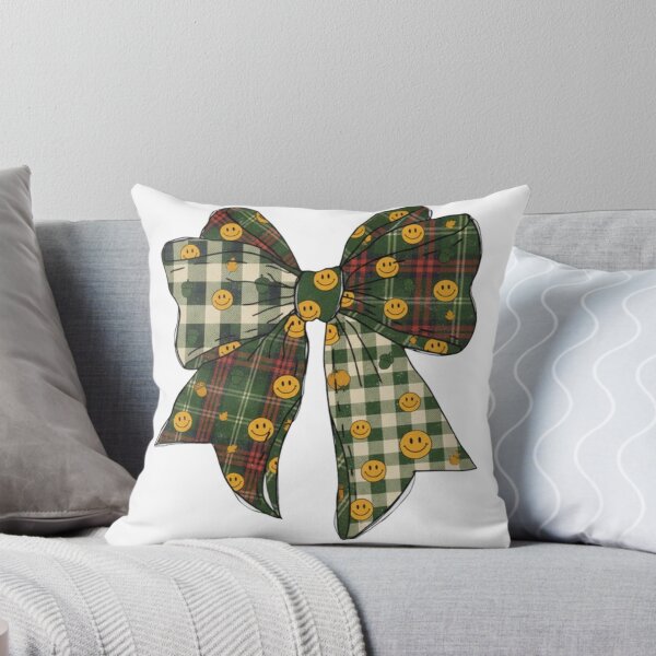 Item preview, Plaid Bow with Smiling Faces and Maple Leaf Accents designed and sold by ChuckleSpace.