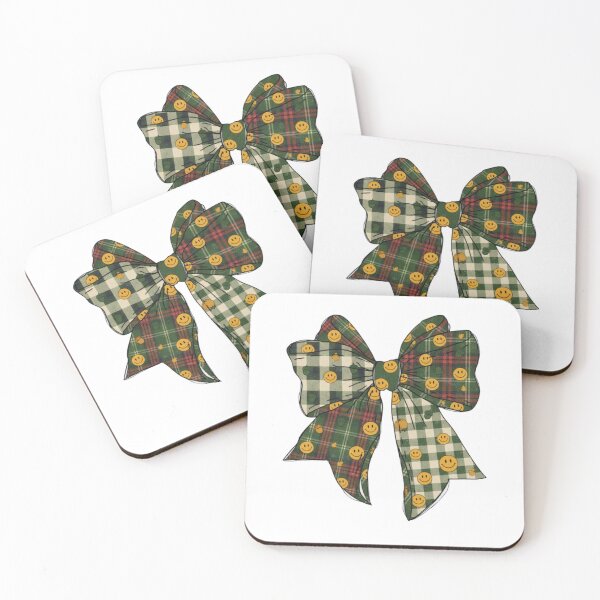 Item preview, Plaid Bow with Smiling Faces and Maple Leaf Accents designed and sold by ChuckleSpace.