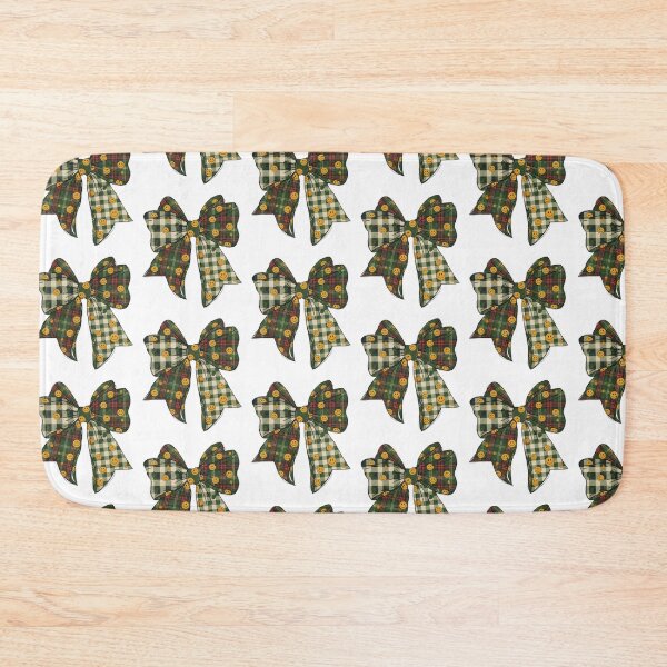Item preview, Plaid Bow with Smiling Faces and Maple Leaf Accents designed and sold by ChuckleSpace.