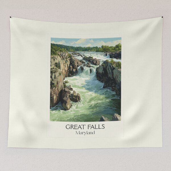Item preview, Great Falls Maryland Potomac River | Rushing Rapids Poster designed and sold by TuncGK.