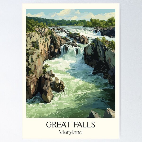 Item preview, Great Falls Maryland Potomac River | Rushing Rapids Poster designed and sold by TuncGK.