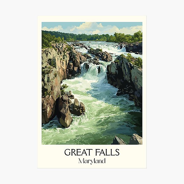 Item preview, Great Falls Maryland Potomac River | Rushing Rapids Poster designed and sold by TuncGK.