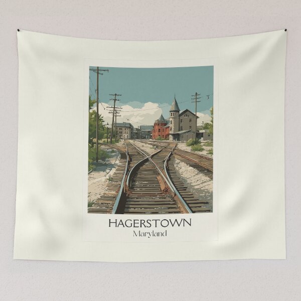 Item preview, Hagerstown Maryland Railroad Hub | Historic Train Poster designed and sold by TuncGK.
