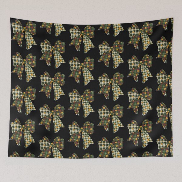 Item preview, Plaid Bow with Smiling Faces and Maple Leaf Accents designed and sold by ChuckleSpace.