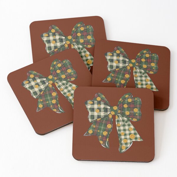 Item preview, Plaid Bow with Smiling Faces and Maple Leaf designed and sold by ChuckleSpace.