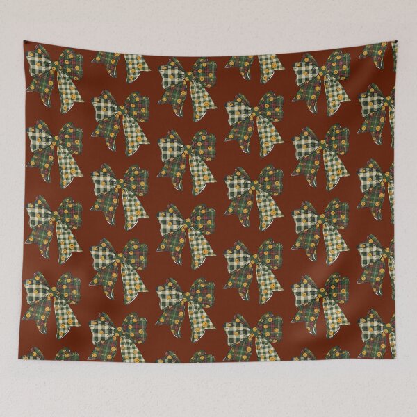Item preview, Plaid Bow with Smiling Faces and Maple Leaf designed and sold by ChuckleSpace.