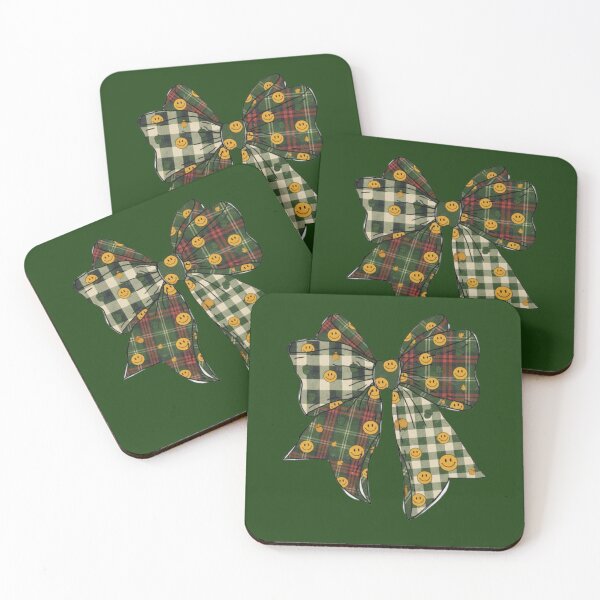 Item preview, Plaid Bow with Smiling Faces and Maple Leaf designed and sold by ChuckleSpace.