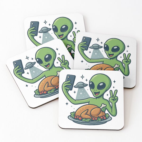 Item preview, Alien UFO Selfie with Thanksgiving Turkey – Funny Holiday GIFT designed and sold by UrbanCanvvas.