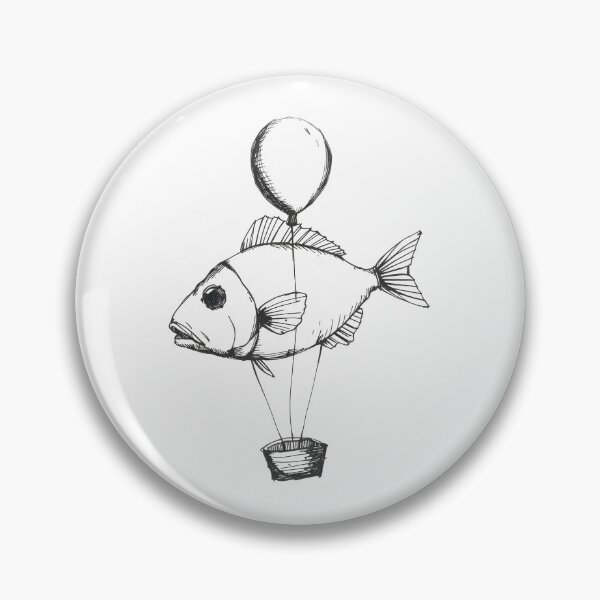 Item preview, Floating Fish Balloons – Surreal Minimal Line Art for Posters & Stickers designed and sold by dreampik.