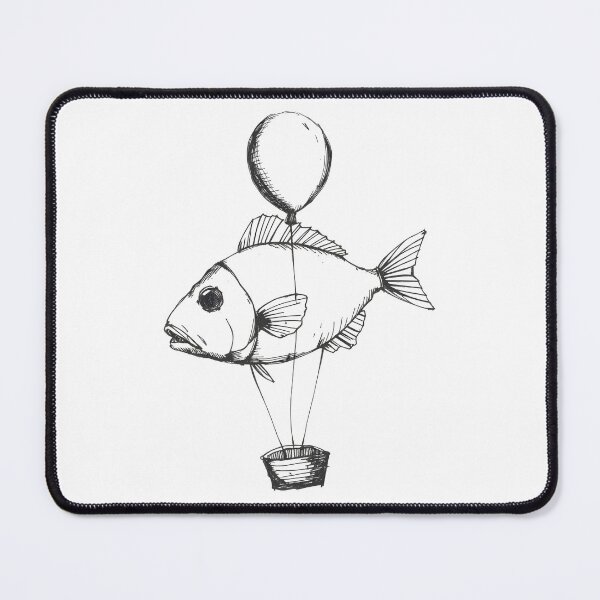 Item preview, Floating Fish Balloons – Surreal Minimal Line Art for Posters & Stickers designed and sold by dreampik.