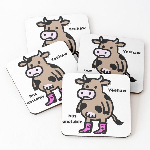 Item preview, Concerned Cow in Hot Pink Cowboy Boots – “Yeehaw but Unstable” Sticker designed and sold by MartynaMakes.