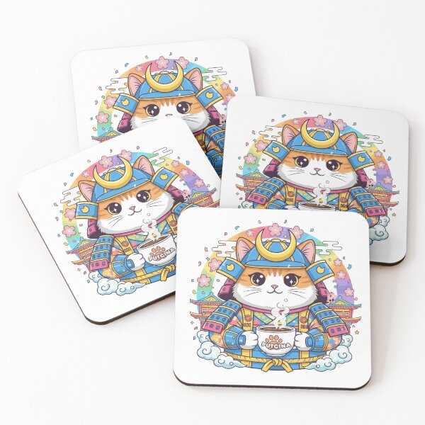 Item preview, Samurai Cat with Coffee  designed and sold by PS.PinkDiamond.