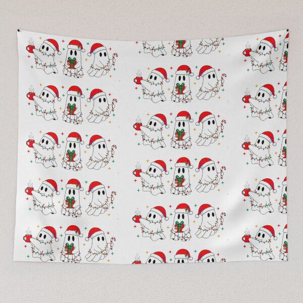 Item preview, Christmas Ghosts with Santa Hats and Holiday Cheer designed and sold by ChuckleSpace.