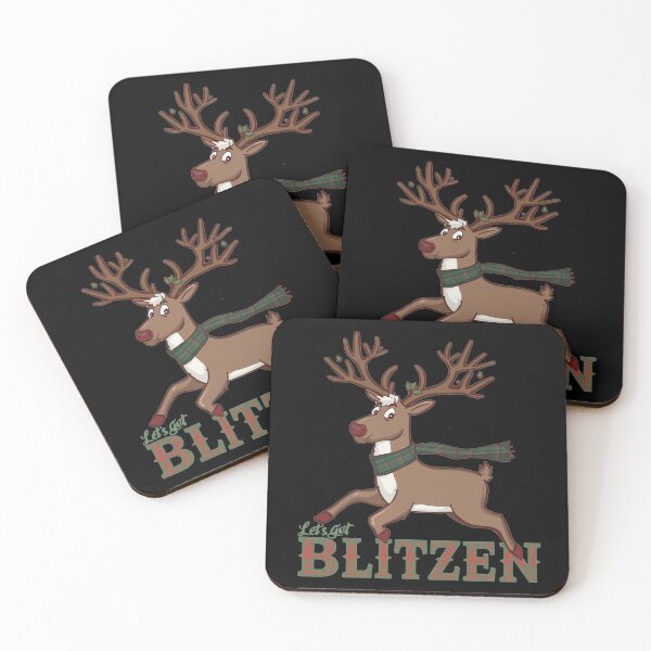 Artikelvorschau, Lustiges Weihnachtsrentier Let's Get Blitzen Scottish Tartan Holiday Humor Geschenk entworfen und verkauft von Loom on the Loch.