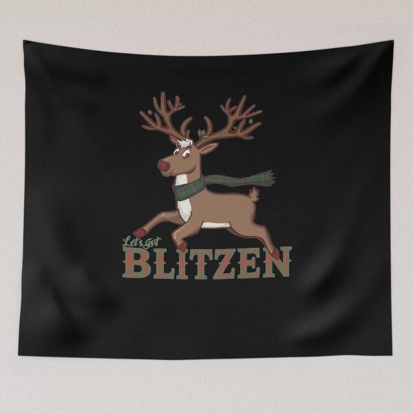 Artikelvorschau, Lustiges Weihnachtsrentier Let's Get Blitzen Scottish Tartan Holiday Humor Geschenk entworfen und verkauft von Loom on the Loch.