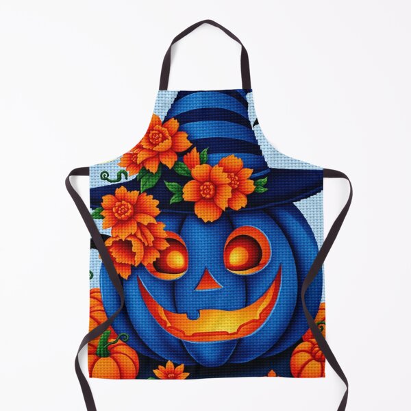 Item preview, Blue Pumpkin Witch Hat Cross-Stitch Art – Halloween Embroidery Design designed and sold by MiraLumeStudio.