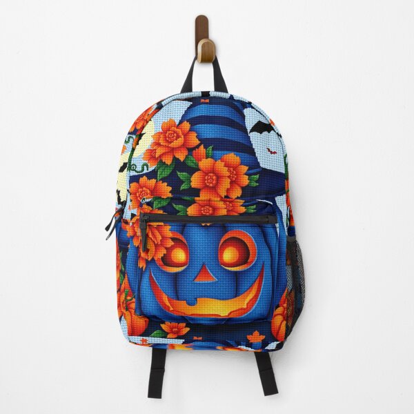 Item preview, Blue Pumpkin Witch Hat Cross-Stitch Art – Halloween Embroidery Design designed and sold by MiraLumeStudio.
