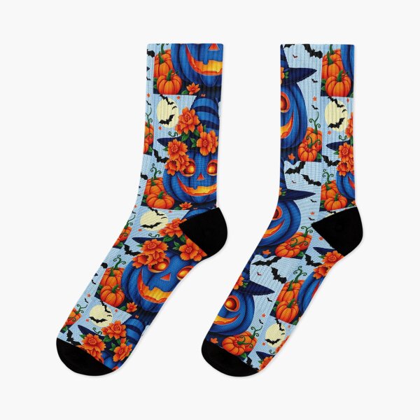 Item preview, Blue Pumpkin Witch Hat Cross-Stitch Art – Halloween Embroidery Design designed and sold by MiraLumeStudio.