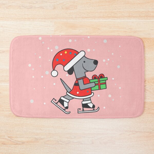 Item preview, happy christmas dog ice- skater bringing gifts designed and sold by Meandmyshop.