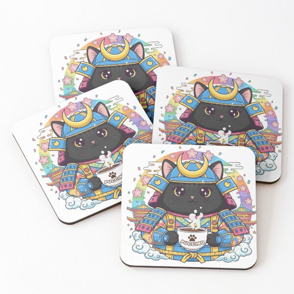 Item preview, Samurai Cat with Coffee designed and sold by PS.PinkDiamond.