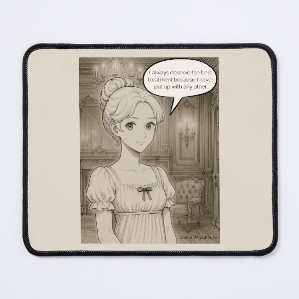 Item preview, Emma Woodhouse Quote – “I Always Deserve the Best” | Regency-Inspired Manga Art Print designed and sold by StoryWovenCo.