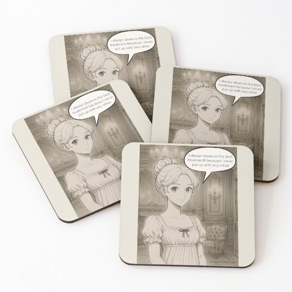 Item preview, Emma Woodhouse Quote – “I Always Deserve the Best” | Regency-Inspired Manga Art Print designed and sold by StoryWovenCo.