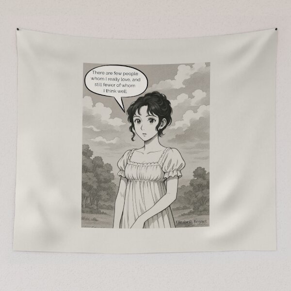 Item preview, Elizabeth Bennet Quote – “Few People Whom I Really Love” | Regency Manga Art Print designed and sold by StoryWovenCo.