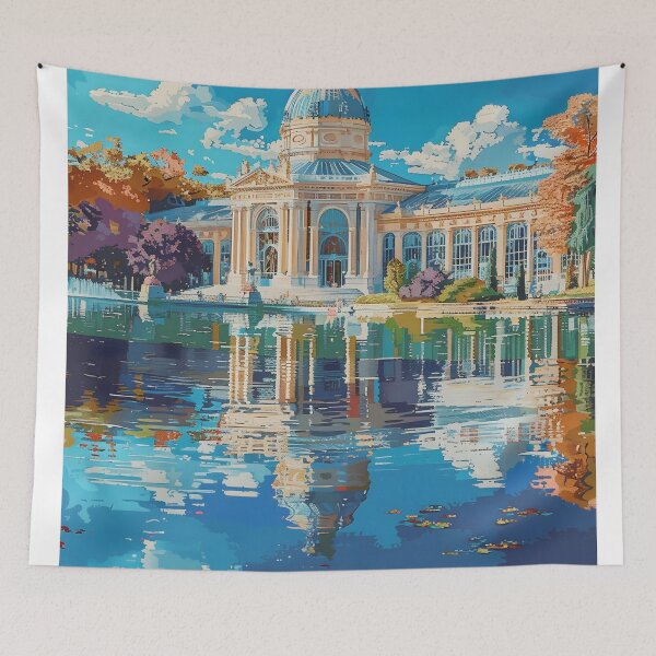 Item preview, Retiro Park Crystal Palace Madrid Vintage Poster designed and sold by LaFabricaArt.