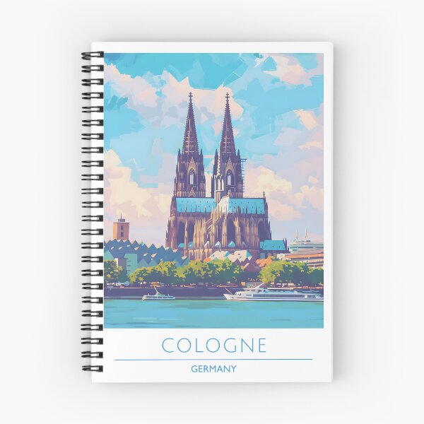 Item preview, Cologne Germany Cathedral Rhein River Vintage Poster designed and sold by LaFabricaArt.