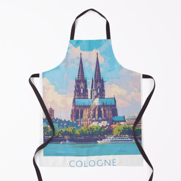 Item preview, Cologne Germany Cathedral Rhein River Vintage Poster designed and sold by LaFabricaArt.