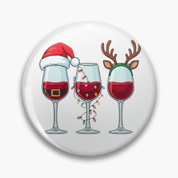 Artikelvorschau, Weihnachtsweinglas-Trio | Cartoon-Illustration mit Weihnachtsmann, Rentier und Weihnachtsbeleuchtung im festlichen Vektorstil entworfen und verkauft von PixelVibe782.