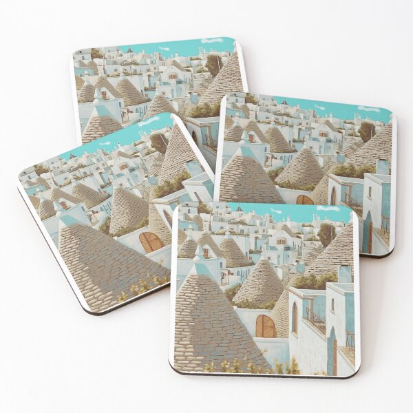 Item preview, Alberobello Italy Trulli Houses Vintage Poster designed and sold by LaFabricaArt.