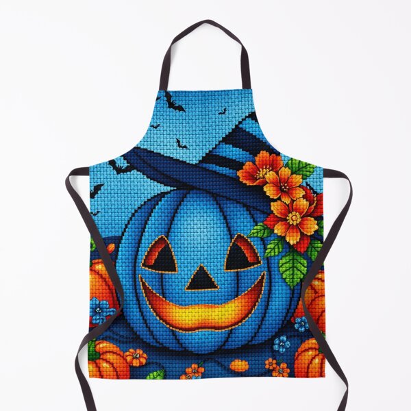 Item preview, Jack-o’-Lantern Cross Stitch with Flowers and Bats – Cozy Halloween Decor designed and sold by MiraLumeStudio.
