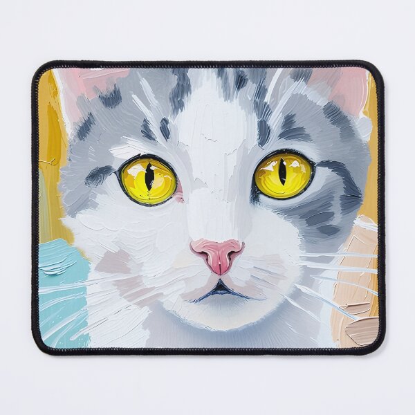 Item preview, Vibrant Painted Cat Portrait With Bright Yellow Eyes and Bold Colorful Background designed and sold by LinaDesign Store.