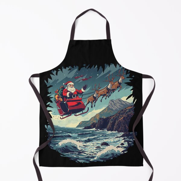 Item preview, Santa Sleigh and Reindeer Flying Over Scotland Christmas Scottish Highlands Coastal Landscape Gift designed and sold by Loom on the Loch.
